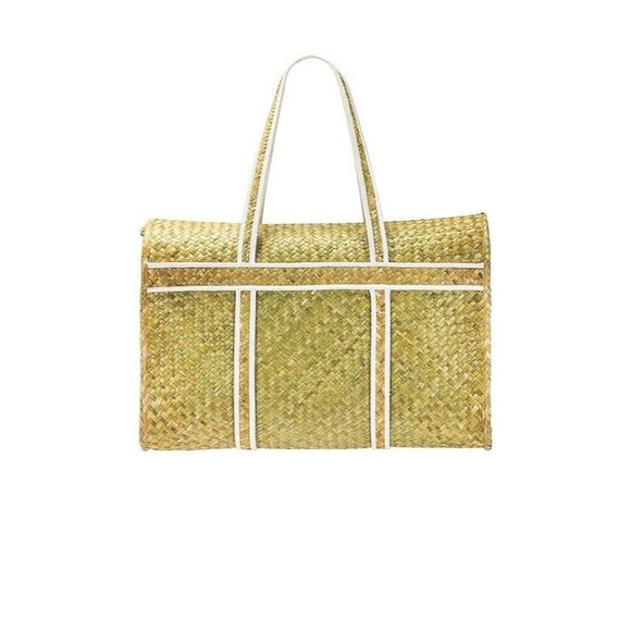 AMUSE SOCIETY Palm Woven Basket Bag Natural Straw Beach - Picture 7 of 13